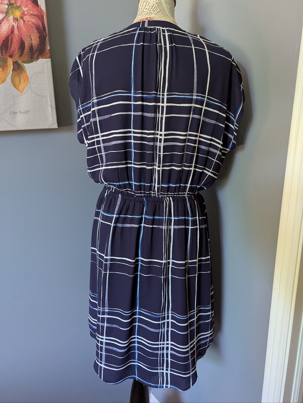 Apt. 9 Navy Plaid Drawstring-Waist Midi Dress - Picture 5 of 8